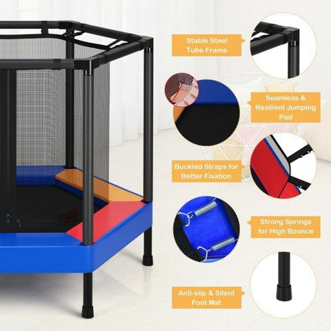 Costway Trampolines 48 Inches Hexagonal Kids Trampoline With Foam Padded Handrails by Costway 781880235255 78193024 48 Inches Hexagonal Kids Trampoline Foam Padded Handrails by Costway