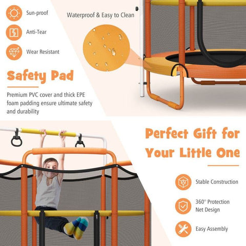 Costway Trampolines 5 Feet Kids 3-in-1 Game Trampoline with Enclosure Net Spring Pad by Costway 781880223726 24903786