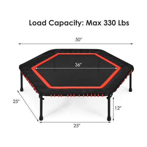 Costway Trampolines 50 Inch Hexagonal Fitness Trampoline Exercise Rebounder with Pad by Costway 781880203933 48936025 50 Inch Hexagonal Fitness Trampoline Exercise Rebounder with Pad