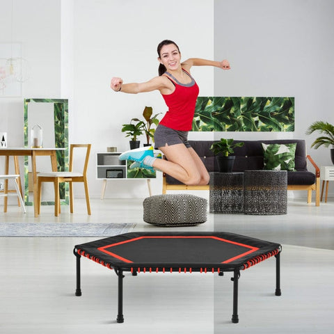 Costway Trampolines 50 Inch Hexagonal Fitness Trampoline Exercise Rebounder with Pad by Costway 781880203933 48936025 50 Inch Hexagonal Fitness Trampoline Exercise Rebounder with Pad