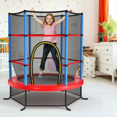 Costway Trampolines 55 Inch Kids Recreational Trampoline Bouncing Jumping Mat with Enclosure Net by Costway