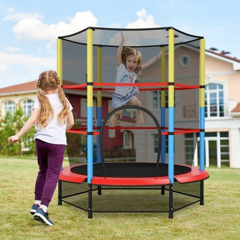 Costway Trampolines 55 Inches Kids Trampoline Recreational Bounce Jumper with Safety Enclosure Net by Costway 781880236108 34512609 55" Kids Trampoline Recreational Bounce Safety Enclosure Net Costway