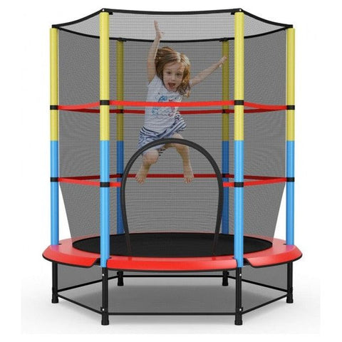 Costway Trampolines 55 Inches Kids Trampoline Recreational Bounce Jumper with Safety Enclosure Net by Costway 781880236108 34512609 55" Kids Trampoline Recreational Bounce Safety Enclosure Net Costway