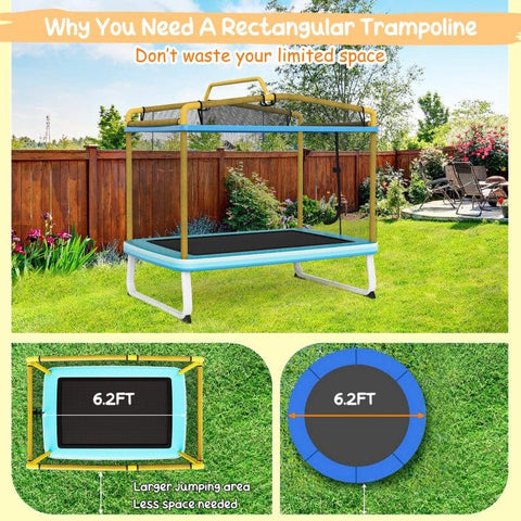 Costway Trampolines 6 Feet Rectangle Trampoline with Swing Horizontal Bar and Safety Net by Costway 96732841 6 Feet Rectangle Trampoline with Swing Horizontal Bar and Safety Net