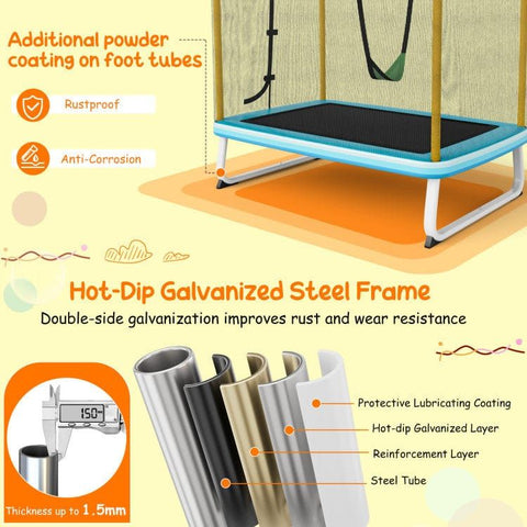 Costway Trampolines 6 Feet Rectangle Trampoline with Swing Horizontal Bar and Safety Net by Costway 96732841 6 Feet Rectangle Trampoline with Swing Horizontal Bar and Safety Net