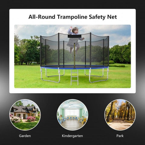 Costway Trampolines Trampoline Replacement Protection Enclosure Net with Zipper by Costway 36 Inch Trampoline with Full Covered Handrail by Costway SKU# 86547193