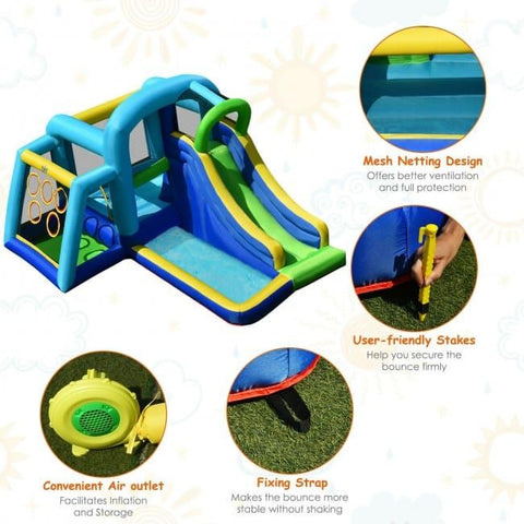 Costway Water Parks & Slides 5 In 1 Kids Inflatable Climbing Bounce House by Costway Inflatable Bounce House Castle Water Slide with Climbing Wall Costway