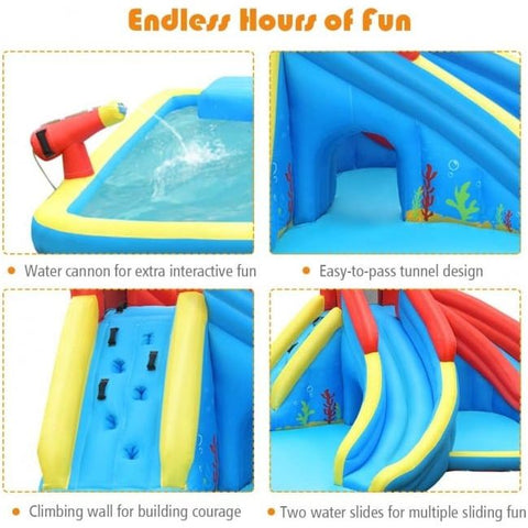 Costway Water Parks & Slides Inflatable Water Slide Bounce House with Water Cannon and Air Blower by Costway 781880243724 63529184 Inflatable Water Slide Bounce House Water Cannon Air Blower by Costway