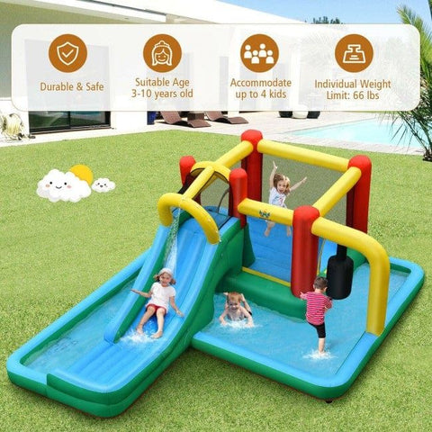 Costway Water Parks & Slides Inflatable Water Slide Climbing Bounce House with Tunnel and Blower by Costway 781880243670 85920731 Inflatable Water Slide Climbing Bounce House Tunnel and Blower Costway