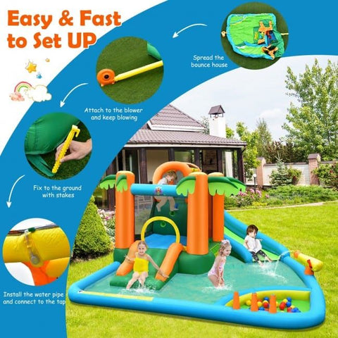 Costway Water Parks & Slides Inflatable Water Slide Park with Upgraded Handrail without Blower by Costway 781880250623 97132850 Inflatable Water Slide Park with Upgraded Handrail without Blower