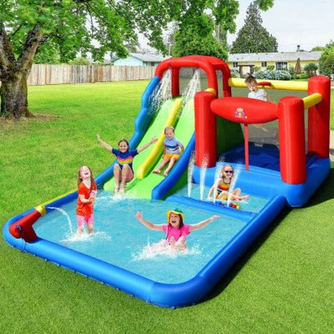 Inflatable Water Slide with Ocean Balls for Kids without Blower by Costway