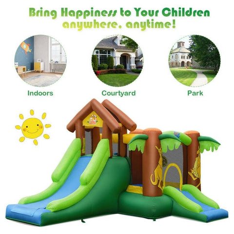 Costway Water Parks & Slides Kids Inflatable Jungle Bounce House Castle with Bag by Costway