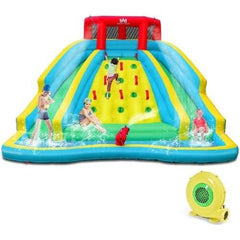 Costway Water Slides Double Side Inflatable Water Slide Park with Climbing Wall by Costway