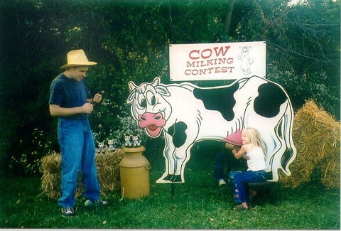 Cow Milking Contest Interactive Carnival Game, Double Sided