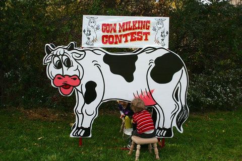 Cow Milking Contest Interactive Carnival Game, Double Sided