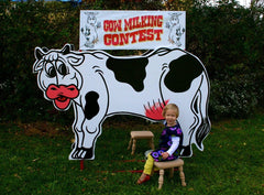 Cow Milking Contest Interactive Carnival Game, Double Sided