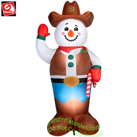 10' Gemmy Airblown Inflatable Christmas Snowman Dressed As Cowboy
