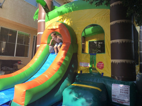 Rental Lite Tropical Bounce House Slide Combo with Non-Removable Pool