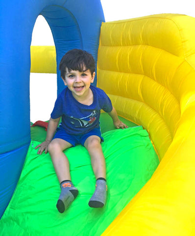 curved slide with kid