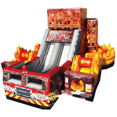 Cutting Edge Commercial Bouncers 20' Fire Rescue Obstacle Course by Cutting Edge 22' Wacky Dual Lane Slide by Cutting Edge SKU# S260107