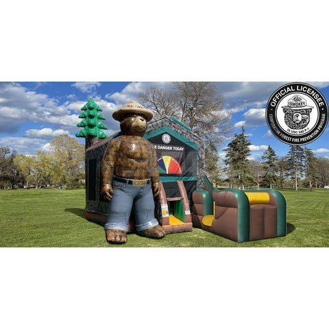 Cutting Edge Inflatable Bouncers 20'H Smokey Bear Bouncer Combo by Cutting Edge 10' 06"H High Voltage Cash Chamber by Cutting Edge SKU# IN190301