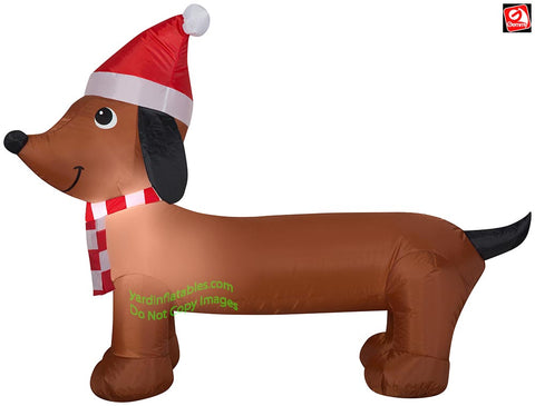 4' Gemmy Airblown Inflatable Christmas Dachshund Weiner Dog Wearing Santa Hat