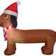4' Gemmy Airblown Inflatable Christmas Dachshund Weiner Dog Wearing Santa Hat