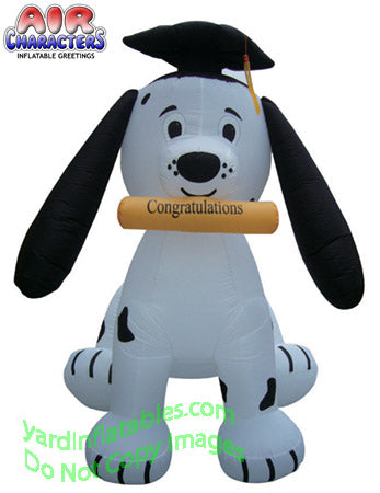 7' Air Blown Inflatable Graduation Puppy Dog by Gemmy Inflatables