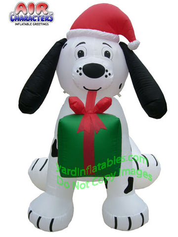 7' Air Blown Inflatable Christmas Dalmatian Puppy w/ Present