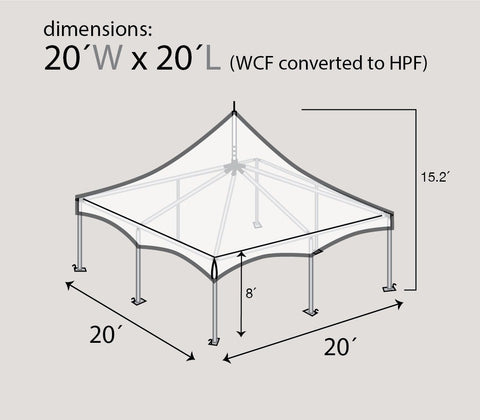 20' x 20' Premium West Coast High Peak Frame Tent, White