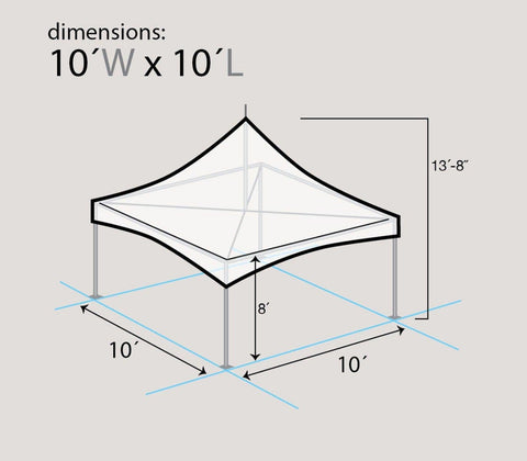 10' x 10' Premium High Peak Frame Party Tent - White - Custom Printing