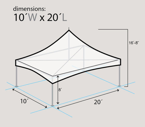 10' x 20' Premium High Peak Frame Party Tent - White
