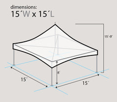 15' x 15' Premium High Peak Frame Party Tent - Red, White and Blue