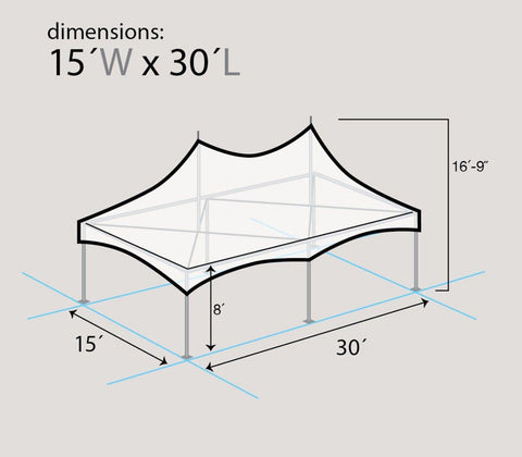 15' x 30' Premium High Peak Frame Canopy Tent - Clear