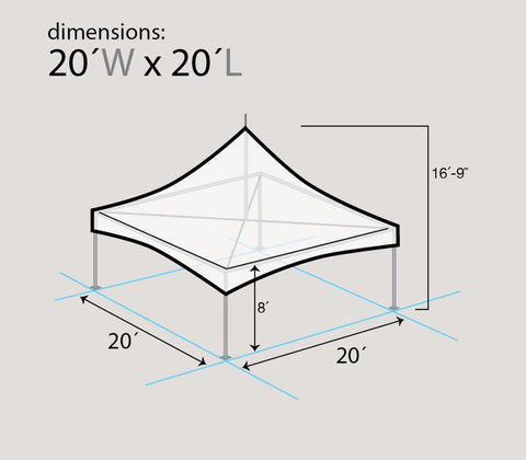 20' x 20' Premium High Peak Frame Party Tent - Beige