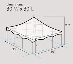 30' x 30' Premium High Peak Frame Party Tent - Clear