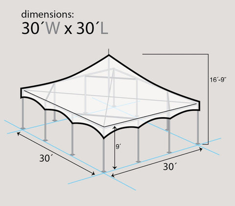 30' x 30' Premium High Peak Frame Party Tent - White