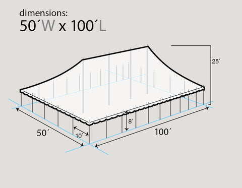 50' x 100' Premium Sectional Canopy Pole Party Tent - White