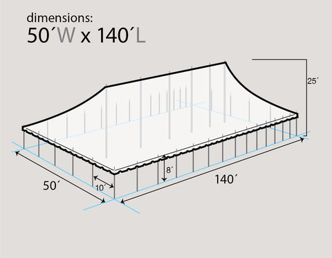 50' x 140' Premium Sectional Canopy Pole Party Tent - White