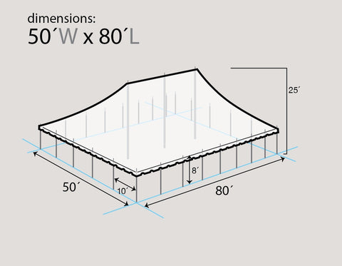 50' x 80' Premium Sectional Canopy Pole Party Tent - White