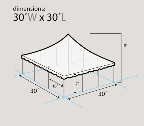 30' x 30' Premium Pole Party Tent - White