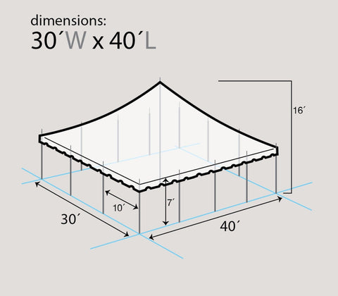 30' x 40' Premium Sectional Canopy Pole Party Tent - White