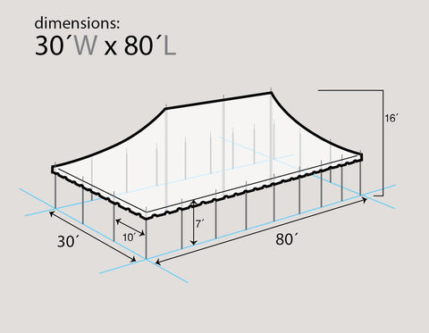 30' x 80' Premium Sectional Canopy Pole Party Tent - White