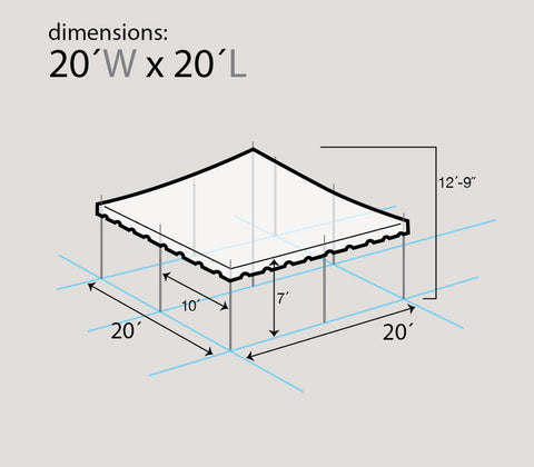 20' x 20' Weekender Standard Canopy Pole Tent - Yellow & White