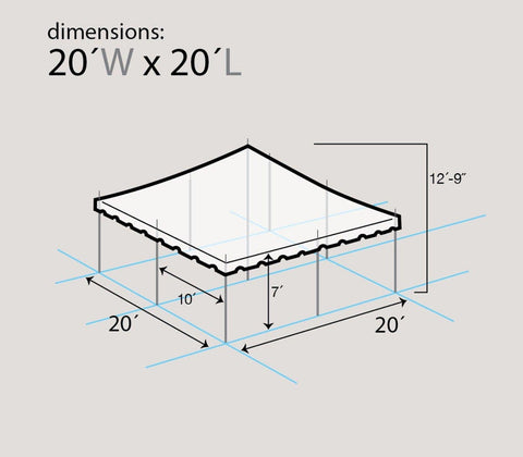 20' x 20' Weekender Pole Tent - Red White and Blue