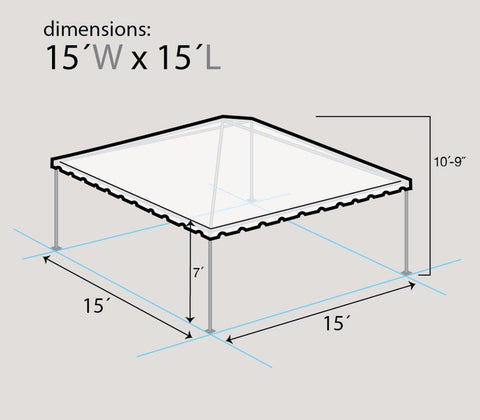 15' x 15' Premium West Coast Frame Party Tent - Black
