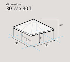 30' x 30' Premium Single Tube West Coast Frame Party Tent, Sectional, Clear