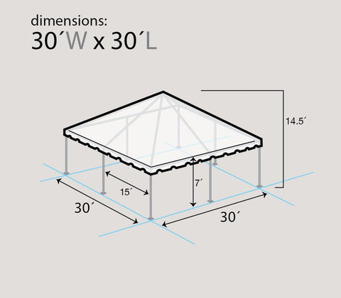 30' x 30' Premium Single Tube West Coast Frame Party Tent, Sectional