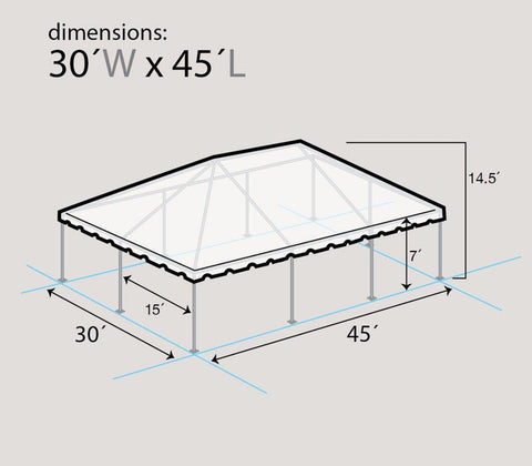 30' x 45' Premium Single Tube West Coast Frame Party Tent, Sectional, Clear