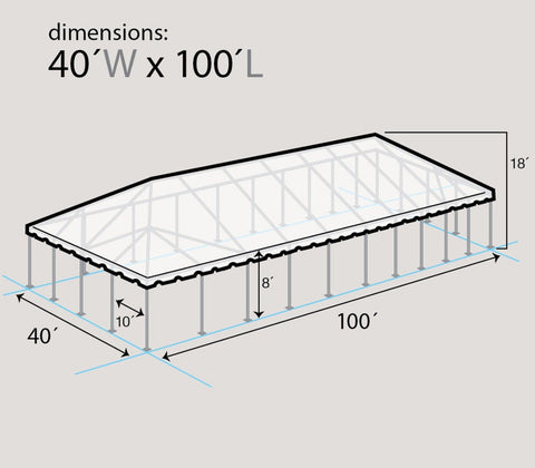 40' x 100' Premium Twin Tube West Coast Frame Party Tent - White